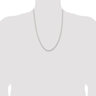 Sterling Silver Rhodium-plated Round Box Chain (Style QFC214R-24)