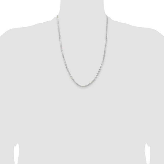 Sterling Silver Rhodium-plated Round Box Chain, 18 x 2.6mm