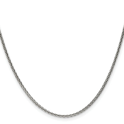 Sterling Silver Antiqued Solid Square Spiga Chain, 18 x 1.6mm