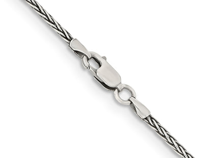 Sterling Silver Antiqued Solid Square Spiga Chain, 18 x 1.6mm