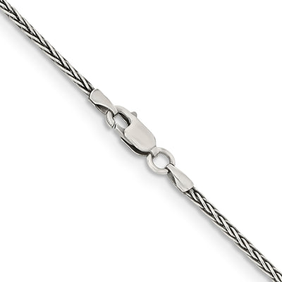 Sterling Silver Antiqued Solid Square Spiga Chain, 18 x 1.6mm