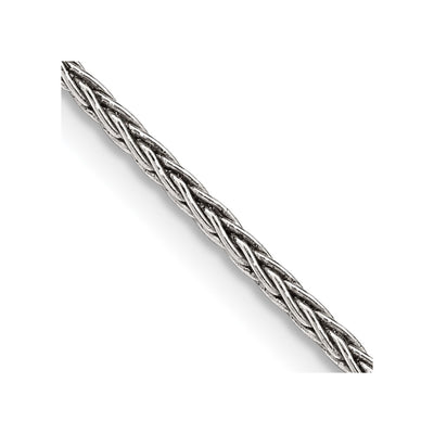 Sterling Silver Antiqued Solid Square Spiga Chain, 24 x 2.2mm