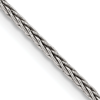 Sterling Silver Antiqued Solid Square Spiga Chain, 18 x 1.6mm