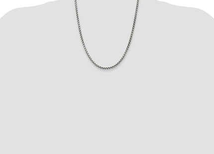 Sterling Silver Antiqued Round Box Chain (Style QFC216-22)