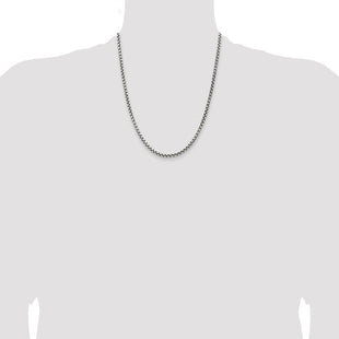 Sterling Silver Antiqued Round Box Chain (Style QFC216-22)