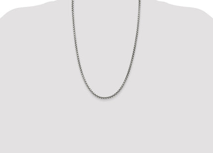 Sterling Silver Antiqued Round Box Chain (Style QFC216-26)