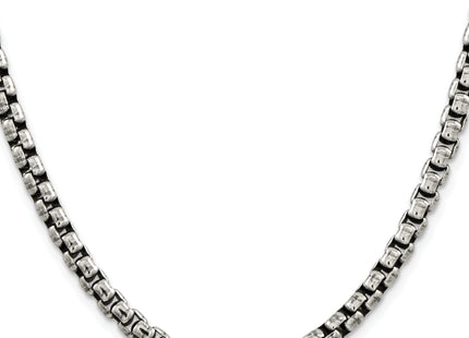 Sterling Silver Antiqued Round Box Chain, 26 x 5.2mm