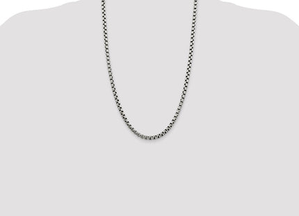 Sterling Silver Antiqued Round Box Chain (Style QFC217-26)