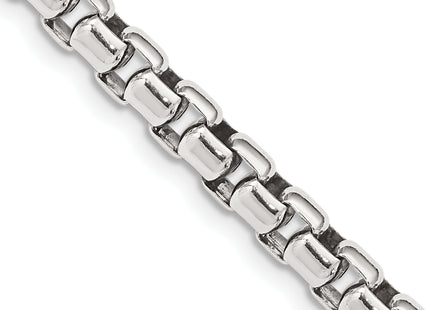 Sterling Silver Antiqued Round Box Chain, 26 x 5.2mm