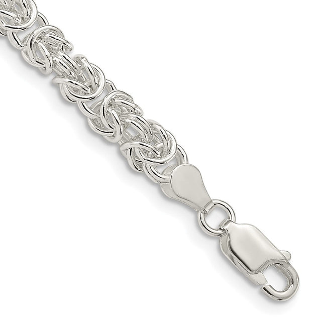 Sterling Silver Rounded Byzantine Chain, 18 x 4.75mm