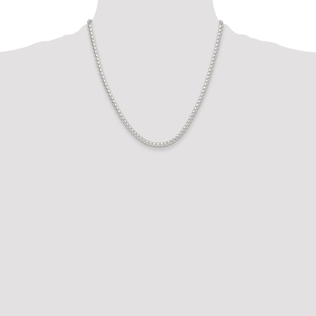 Sterling Silver Polished Round Box Chain