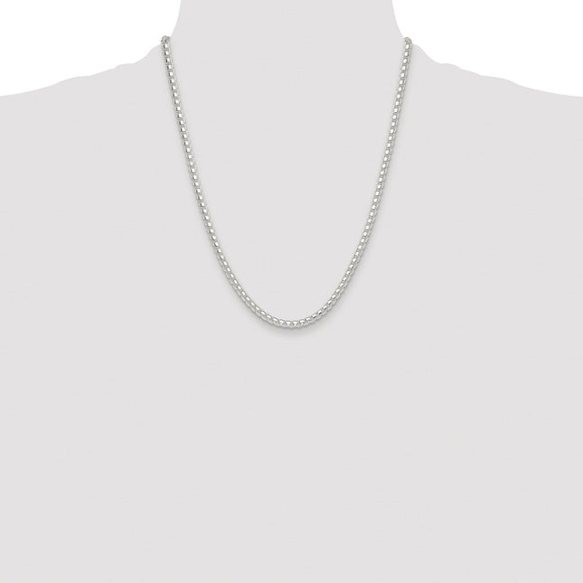 Sterling Silver Rhodium-plated Polished Round Box Chain