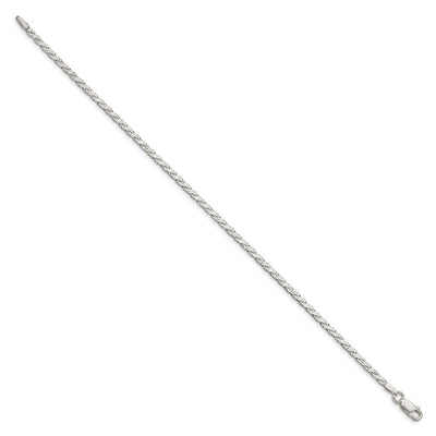 Sterling Silver Flat Rope Bracelet, 7 x 2.25mm
