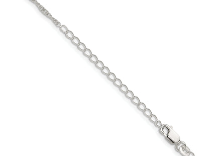 Sterling Silver Loose Rope Chain w/2in ext., 20 x 1.95mm