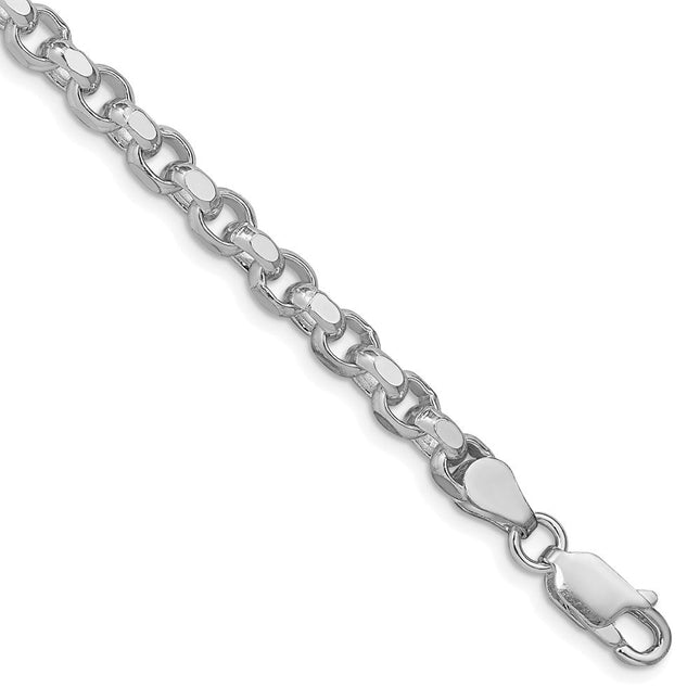 Sterling Silver Rhodium-plated Diamond-cut Rolo Chain, 16 x 4mm