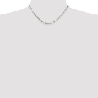 Sterling Silver Rhodium-plated Diamond-cut Rolo Chain, 16 x 3.5mm