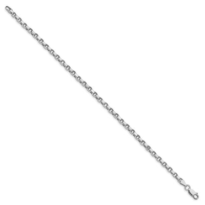 Sterling Silver Rhodium-plated Diamond-cut Rolo Bracelet, 7 x 3.5mm