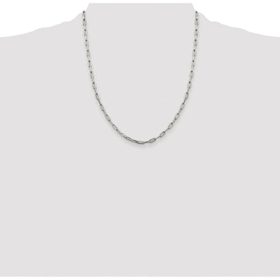 Sterling Silver Rhodium-plated Elongated Open Link Chain, 16 x 3.25mm