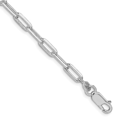 Sterling Silver Rhodium-plated Elongated Open Link Bracelet, 7 x 4.25mm