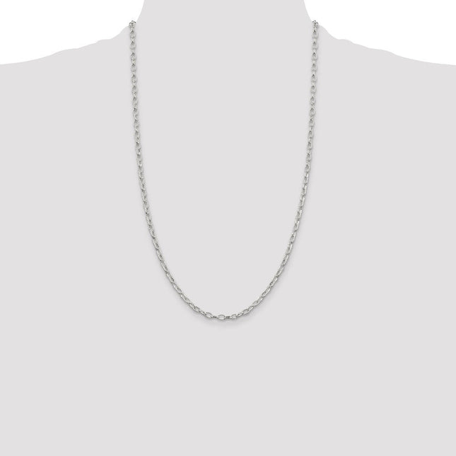 Sterling Silver Fancy Patterned Rolo Chain, 26 x 3.75mm