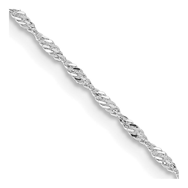 Sterling Silver Rhodium-plated Singapore Chain, 16 x 1.4mm
