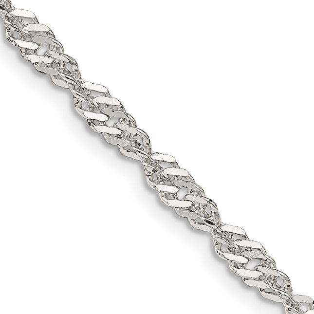 Sterling Silver Singapore Chain, 16 x 3.5mm