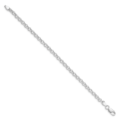 Amore La Vita Sterling Silver Rhodium-plated Polished 4.75mm 7 inch Half Round Belcher with Lobster Clasp Charm Bracelet