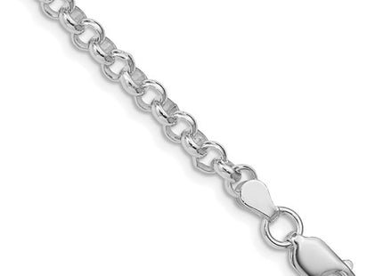 Amore La Vita Sterling Silver Rhodium-plated Polished 4.75mm 8 inch Half Round Belcher with Lobster Clasp Charm Bracelet