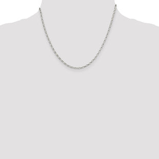 Sterling Silver Oval Fancy Rolo Chain (Style QFC85-18)