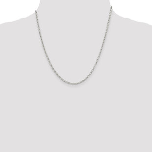 Sterling Silver Oval Fancy Rolo Chain (Style QFC85-20)