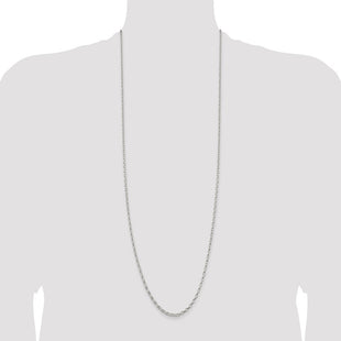 Sterling Silver Oval Fancy Rolo Chain (Style QFC85-36)