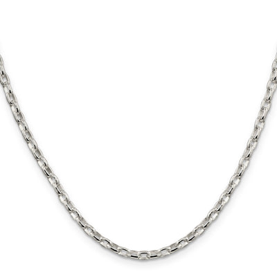 Sterling Silver Oval Fancy Rolo Chain, 16 x 3.2mm