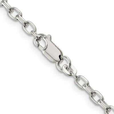 Sterling Silver Oval Fancy Rolo Chain, 16 x 3.2mm
