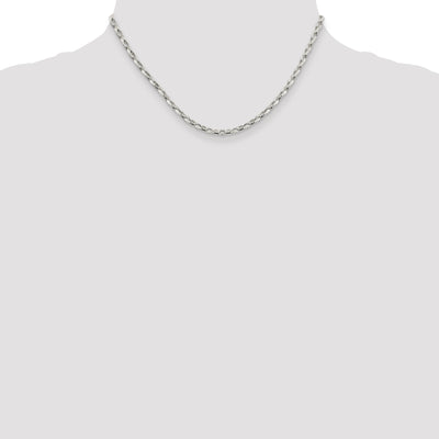 Sterling Silver Oval Fancy Rolo Chain, 16 x 3.2mm