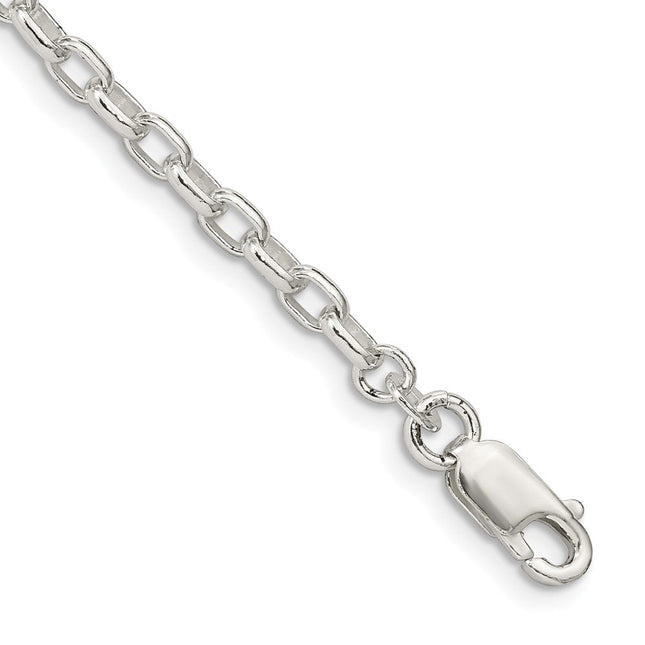Sterling Silver Oval Fancy Rolo Bracelet, 7 x 3.2mm