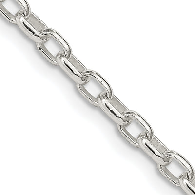 Sterling Silver Oval Fancy Rolo Chain, 16 x 3.2mm