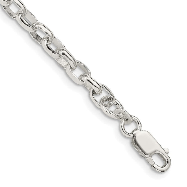 Sterling Silver Oval Fancy Rolo Chain, 16 x 4.4mm