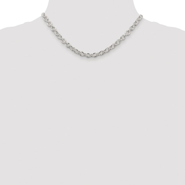 Sterling Silver Rhodium-plated Cable Chain, 18 x 6.1mm