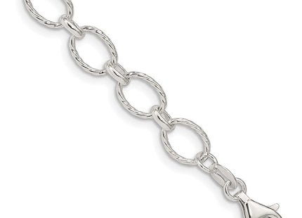 Sterling Silver Fancy Patterned Rolo Chain (Style QFC92-8)