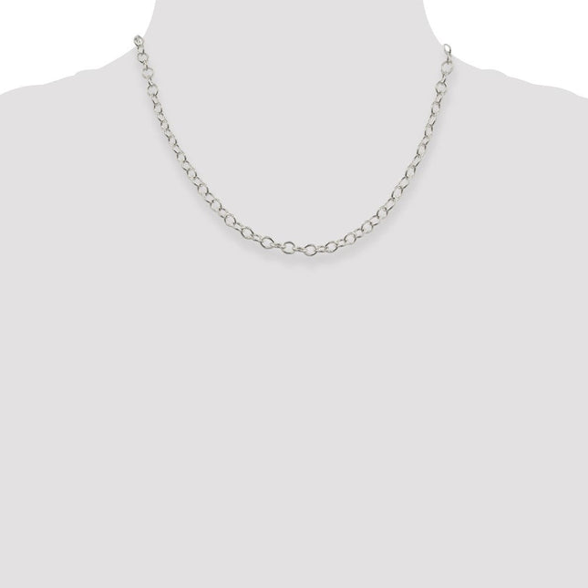 Sterling Silver Oval Cable Chain, 18 x 5.3mm