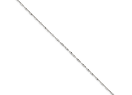 Sterling Silver Singapore Chain Anklet, 9 x 1.75mm