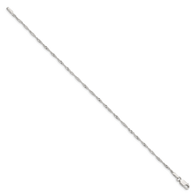 Sterling Silver Singapore Chain Anklet, 9 x 1.75mm