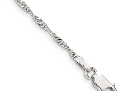 Sterling Silver Singapore Chain Anklet, 9 x 1.75mm