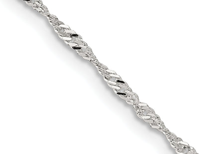 Sterling Silver Singapore Chain w/2in ext., 20 x 1.75mm
