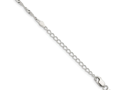 Sterling Silver Singapore Chain w/2in ext., 20 x 2mm