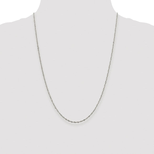 Sterling Silver Rhodium-plated Singapore Chain, 16 x 2mm