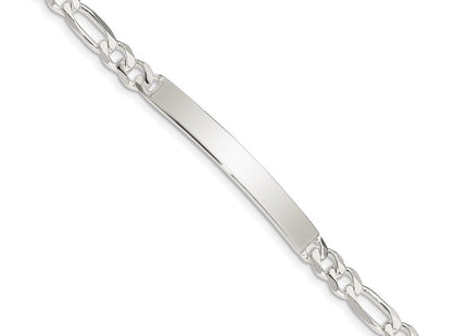 Sterling Silver Figaro Link ID Bracelet (Style QFD150-7)