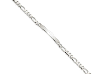 Sterling Silver Figaro Link ID Bracelet (Style QFD150-8)