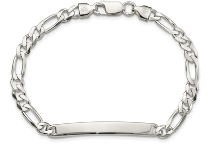 Sterling Silver Figaro Link ID Bracelet (Style QFD150-8)