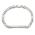 Sterling Silver Figaro Link ID Bracelet, 7 x 5mm view